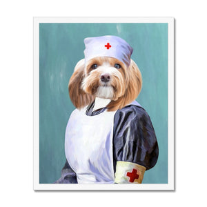 The Nurse: Custom Pet Framed Print - Paw & Glory, pawandglory, dog astronaut photo, draw your pet portrait, dog and couple portrait, pet photo clothing, pet portrait admiral, for pet portraits, pet portrait