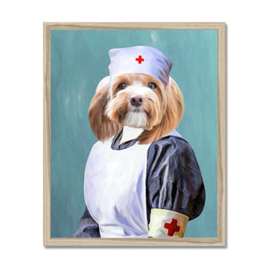 The Nurse: Custom Pet Framed Print - Paw & Glory, paw and glory, in home pet photography, pet photo clothing, professional pet photos, dog canvas art, for pet portraits, admiral pet portrait, pet portraits