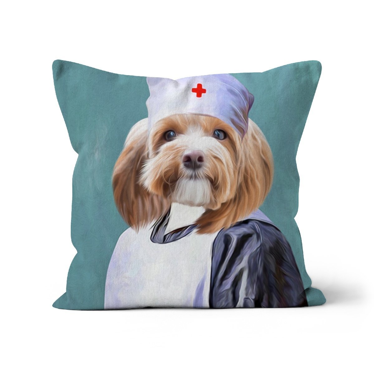 The Nurse: Custom Pet Throw Pillow - Paw & Glory - #pet portraits# - #dog portraits# - #pet portraits uk#paw & glory, custom pet portrait pillow,dog on pillow, pet print pillow, print pet on pillow, custom cat pillows, pet face pillow