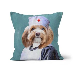 The Nurse: Custom Pet Throw Pillow - Paw & Glory - #pet portraits# - #dog portraits# - #pet portraits uk#paw & glory, custom pet portrait pillow,dog on pillow, pet print pillow, print pet on pillow, custom cat pillows, pet face pillow
