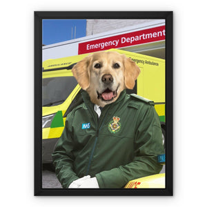 The Paramedic: Custom Pet Canvas - Paw & Glory - #pet portraits# - #dog portraits# - #pet portraits uk#paw and glory, custom pet portrait canvas,dog canvas, personalized dog and owner canvas uk, pet canvas uk, canvas of my dog, dog canvas wall art