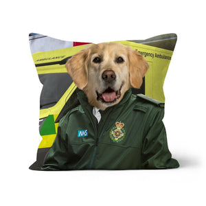 The Paramedic: Custom Pet Cushion - Paw & Glory - #pet portraits# - #dog portraits# - #pet portraits uk#paw and glory, pet portraits cushion,pet print pillow, photo pet pillow, pet custom pillow, custom cat pillows, dog pillows personalized