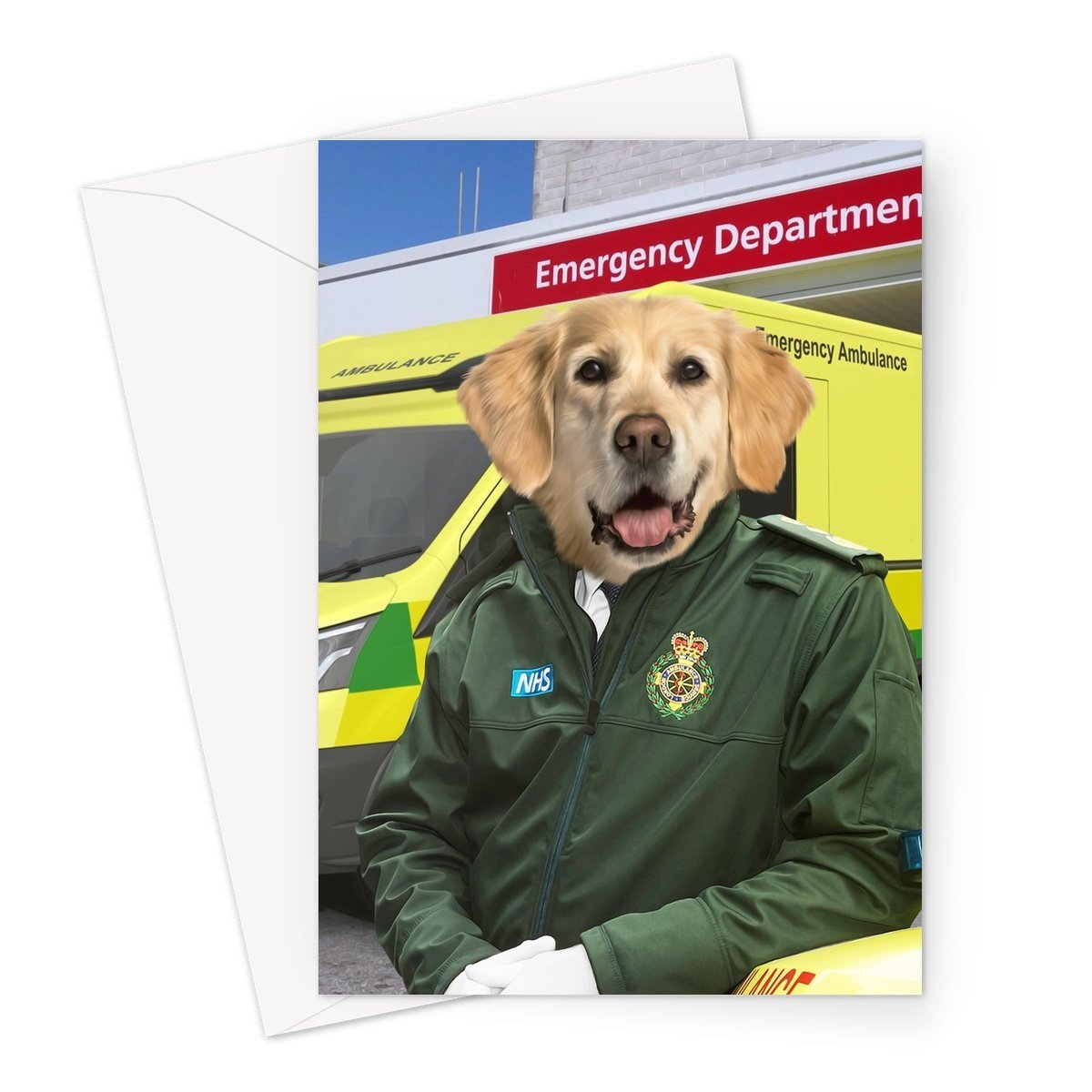 The Paramedic: Custom Pet Greeting Card - Paw & Glory - paw and glory, victorian dog portrait, dog portraits singapore, drawing pictures of pets, admiral dog portrait, in home pet photography, cat picture painting, pet portraits