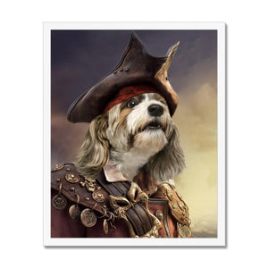 The Pirate: Custom Framed Pet Portrait - Paw & Glory, pawandglory, dog portrait images, minimal dog art, for pet portraits, admiral dog portrait, custom dog painting, personalized pet and owner canvas, pet portrait