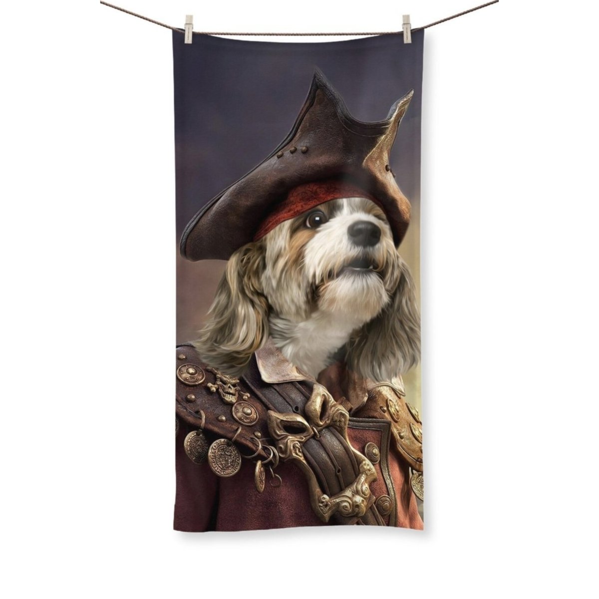 The Pirate: Custom Pet Towel - Paw & Glory - #pet portraits# - #dog portraits# - #pet portraits uk#Paw & Glory, paw and glory, cat picture painting, dog portrait painting, painting of your dog, professional pet photos, dog portraits colorful, best dog artists, pet portraits,custom pet portrait Towel
