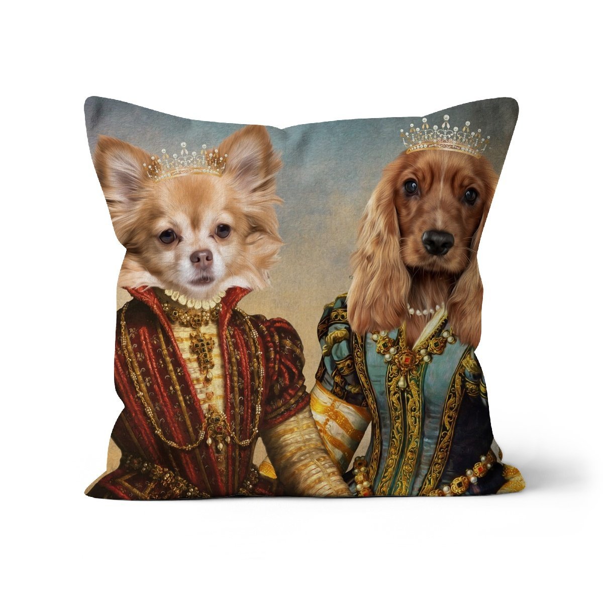 The Princesses: Custom Pet Cushion - Paw & Glory - #pet portraits# - #dog portraits# - #pet portraits uk#paw and glory, custom pet portrait cushion,dog memory pillow, photo pet pillow, custom pillow of your pet, pet pillow, custom cat pillows