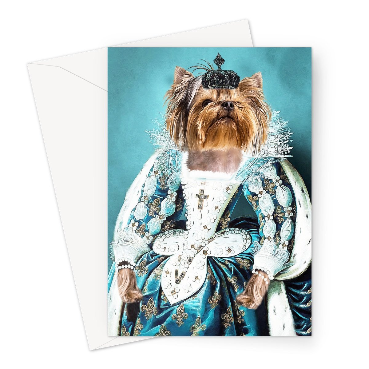 The Queen Regent: Custom Pet Greeting Card - Paw & Glory - paw and glory, hogwarts dog houses, draw your pet portrait, pictures for pets, paintings of pets from photos, custom pet portraits south africa, pet portraits black and white, pet portraits