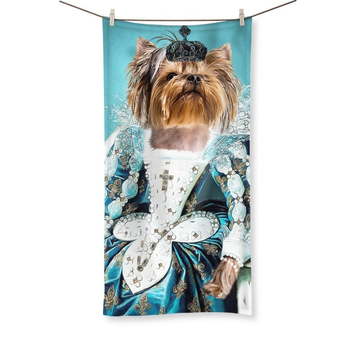 The Queen Regent: Custom Pet Towel - Paw & Glory - #pet portraits# - #dog portraits# - #pet portraits uk#Paw & Glory, pawandglory, small dog portrait, pet photo clothing, dog canvas art, personalised pet canvas, minimal dog art, hogwarts dog houses, pet portrait,custom pet portrait Towel