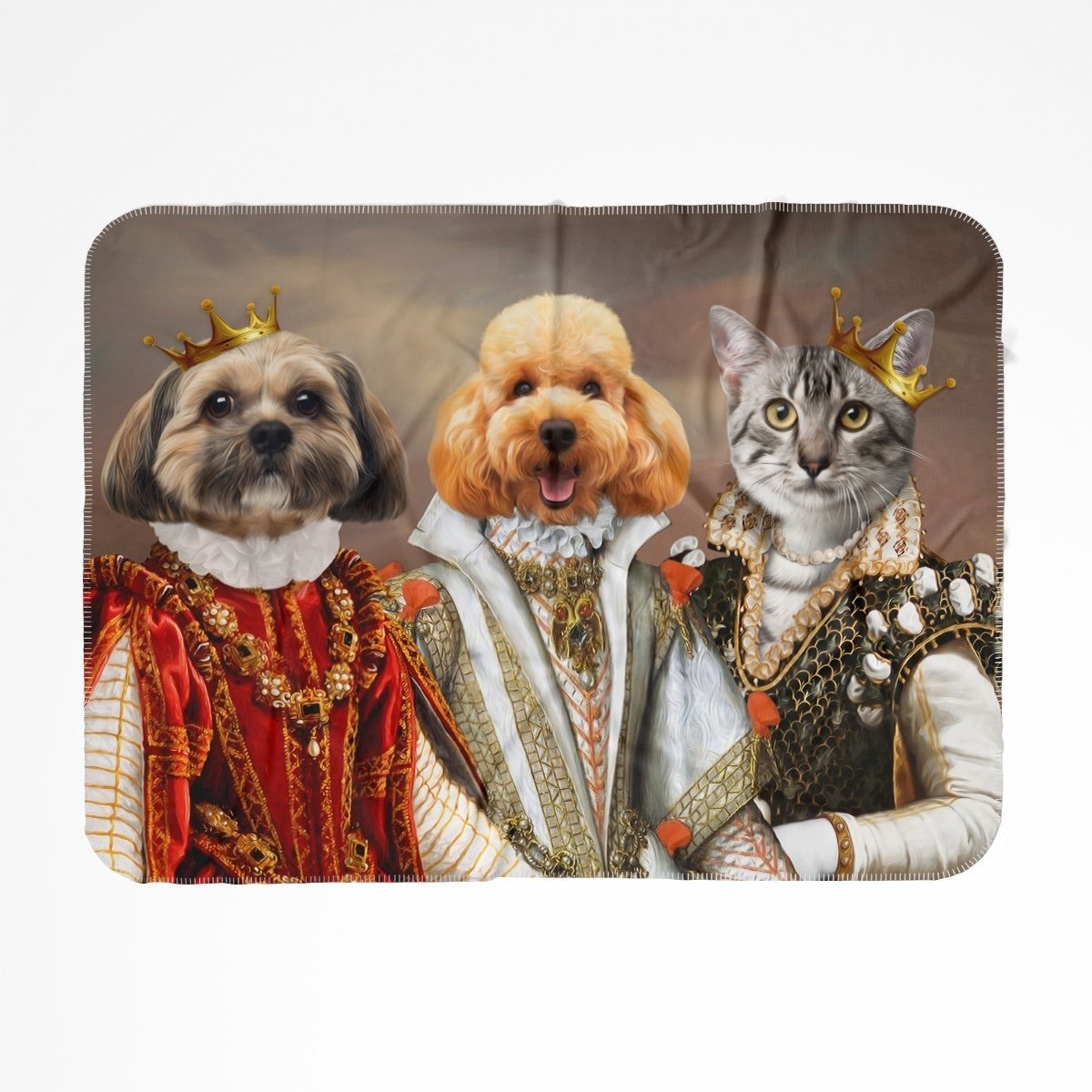 The Queens: Custom Pet Blanket - Paw & Glory - #pet portraits# - #dog portraits# - #pet portraits uk#Paw and glory, Pet portraits blanket,pet photo on blanket, personalised photo dog blanket, blankets with dogs on them, pet throw blankets, puppy personalised blanket