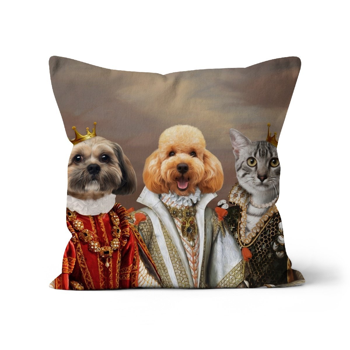 The Queens: Custom Pet Cushion - Paw & Glory - #pet portraits# - #dog portraits# - #pet portraits uk#paw and glory, custom pet portrait cushion,print pet on pillow, custom cat pillows, pet face pillow, pet print pillow, dog on pillow