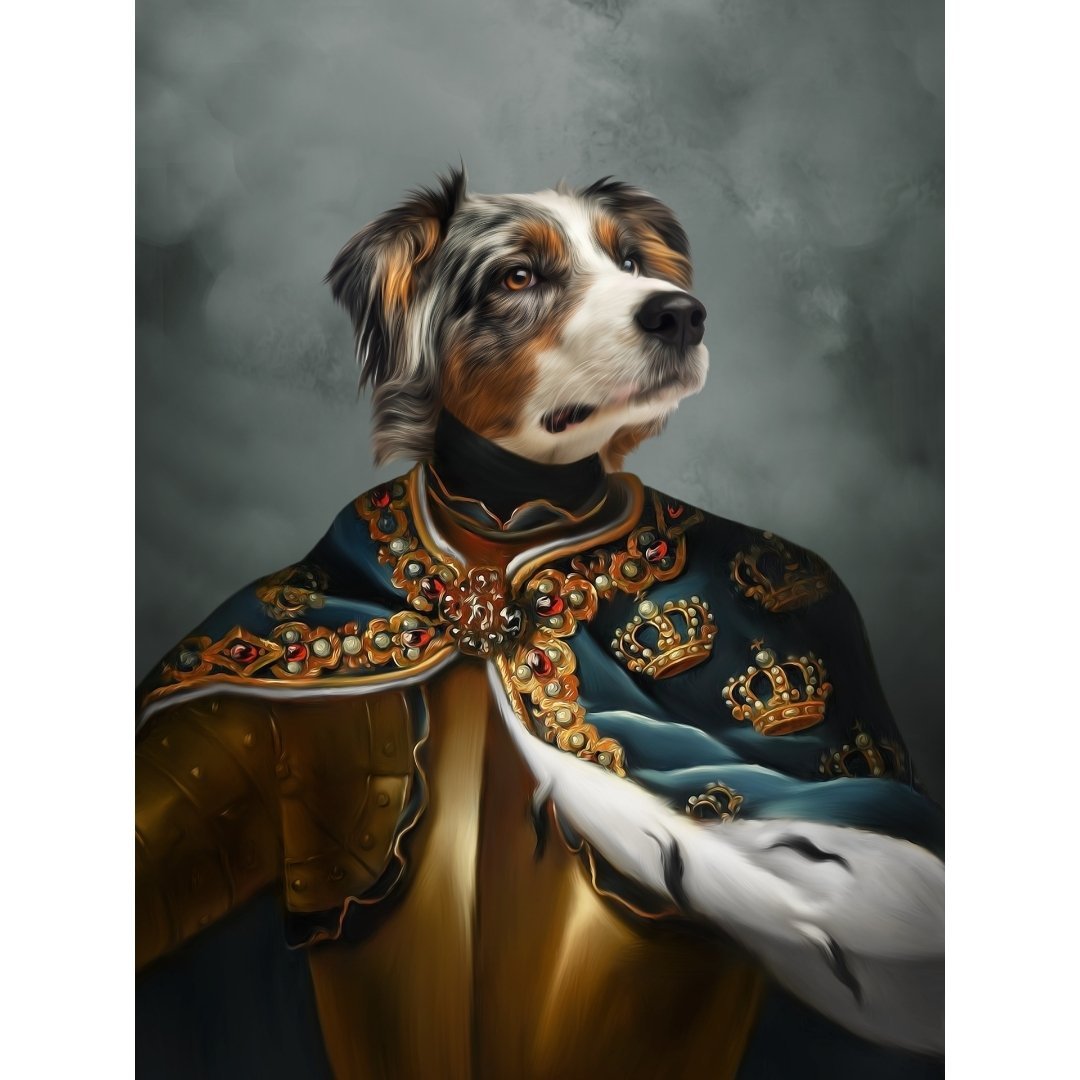 The Royal Knight: Custom Pet Digital Portrait - Paw & Glory, pawandglory, pet portraits, for pet portraits, pet portrait admiral, aristocratic dog portraits, cat picture painting, nasa dog portrait, pet portrait