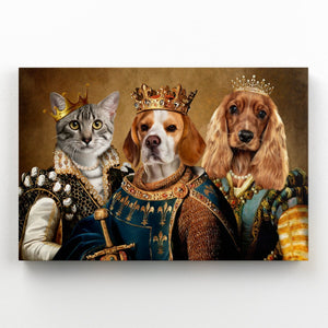 The Royals: Custom 3 Pet Canvas - Paw & Glory - #pet portraits# - #dog portraits# - #pet portraits uk#pawandglory, pet art canvas,canvas dog Canvas, custom pet canvas uk, personalized pet canvas, custom dog art canvas, pet in costume canvas