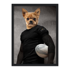The Rugby Player: Custom Pet Portrait - Paw & Glory, pawandglory, small dog portrait, drawing dog portraits, pet portrait admiral, drawing pictures of pets, custom dog painting, pet portrait