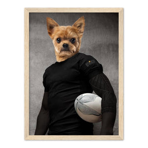 The Rugby Player: Custom Pet Portrait - Paw & Glory, paw and glory, aristocratic dog portraits, aristocrat dog painting, aristocratic dog portraits, dog portraits colorful, hogwarts dog houses, dog portrait images, pet portraits