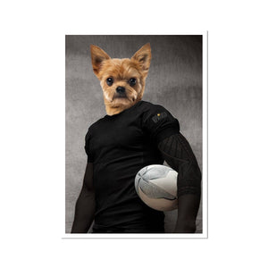The Rugby Player: Custom Pet Portrait - Paw & Glory, paw and glory, the admiral dog portrait, louvenir pet portrait, custom pet painting, hogwarts dog houses, the general portrait, painting of your dog, pet portraits