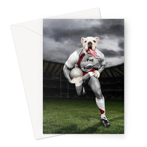 The Rugby Winger: Custom Pet Greeting Card - Paw & Glory - pawandglory, dog portraits admiral, painting pets, dog drawing from photo, paintings of pets from photos, best dog paintings, pet photo clothing, pet portraits