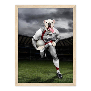 The Rugby Winger: Custom Pet Portrait - Paw & Glory, paw and glory, Pet portraits, admiral dog portrait, best dog artists, pet photo clothing, admiral pet portrait, dog astronaut photo, pet portraits
