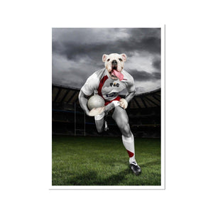 The Rugby Winger: Custom Pet Portrait - Paw & Glory, paw and glory, pet portraits in oils, louvenir pet portrait, custom dog painting, pet portraits black and white, aristocrat dog painting, pet portraits