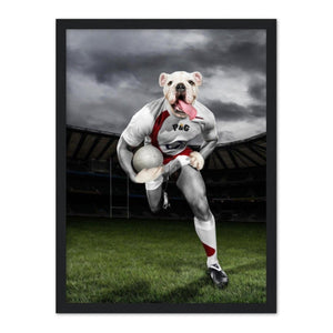The Rugby Winger: Custom Pet Portrait - Paw & Glory, pawandglory, dog canvas art, aristocratic dog portraits, funny dog paintings, my pet painting, pet portraits leeds, pet portrait