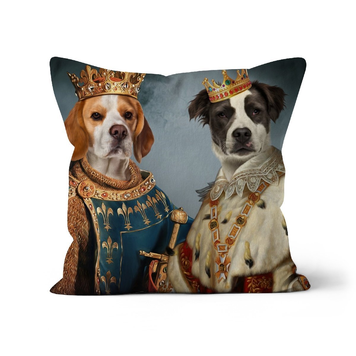 The Rulers: Custom 2 Pet Throw Pillow - Paw & Glory - #pet portraits# - #dog portraits# - #pet portraits uk#paw and glory, pet portraits cushion,pillows of your dog, pet face pillow, pet custom pillow, pet print pillow, dog photo on pillow