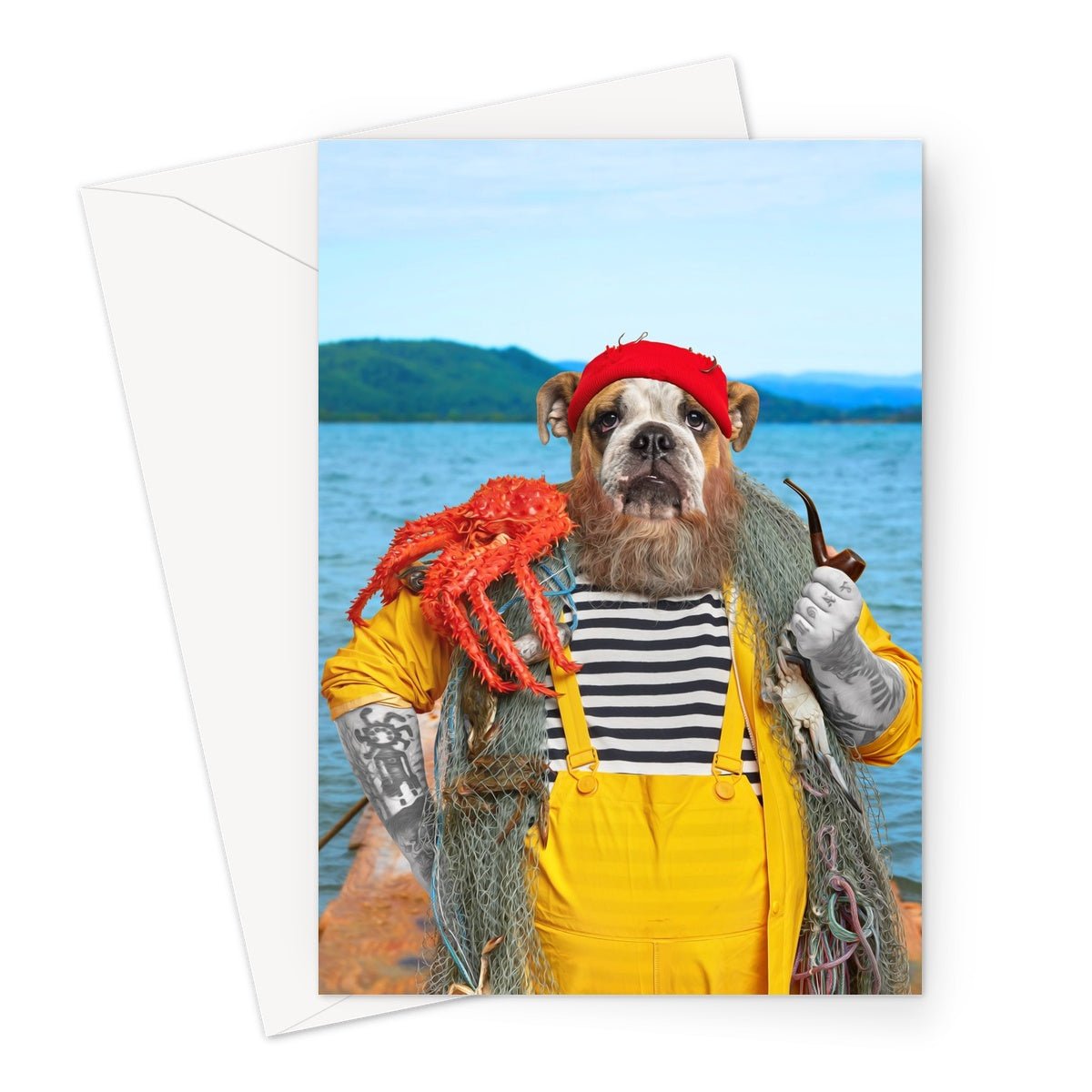 The Sailor: Custom Pet Greeting Card - Paw & Glory - pawandglory, original pet portraits, dog canvas art, pictures for pets, minimal dog art, louvenir pet portrait, custom pet paintings, pet portraits