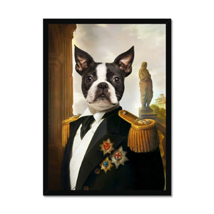 The Sargent: Custom Framed Pet Portrait - Paw & Glory, pawandglory, in home pet photography, pet portraits in oils, admiral pet portrait, best dog artists, dog portrait painting, pet portraits black and white, pet portrait