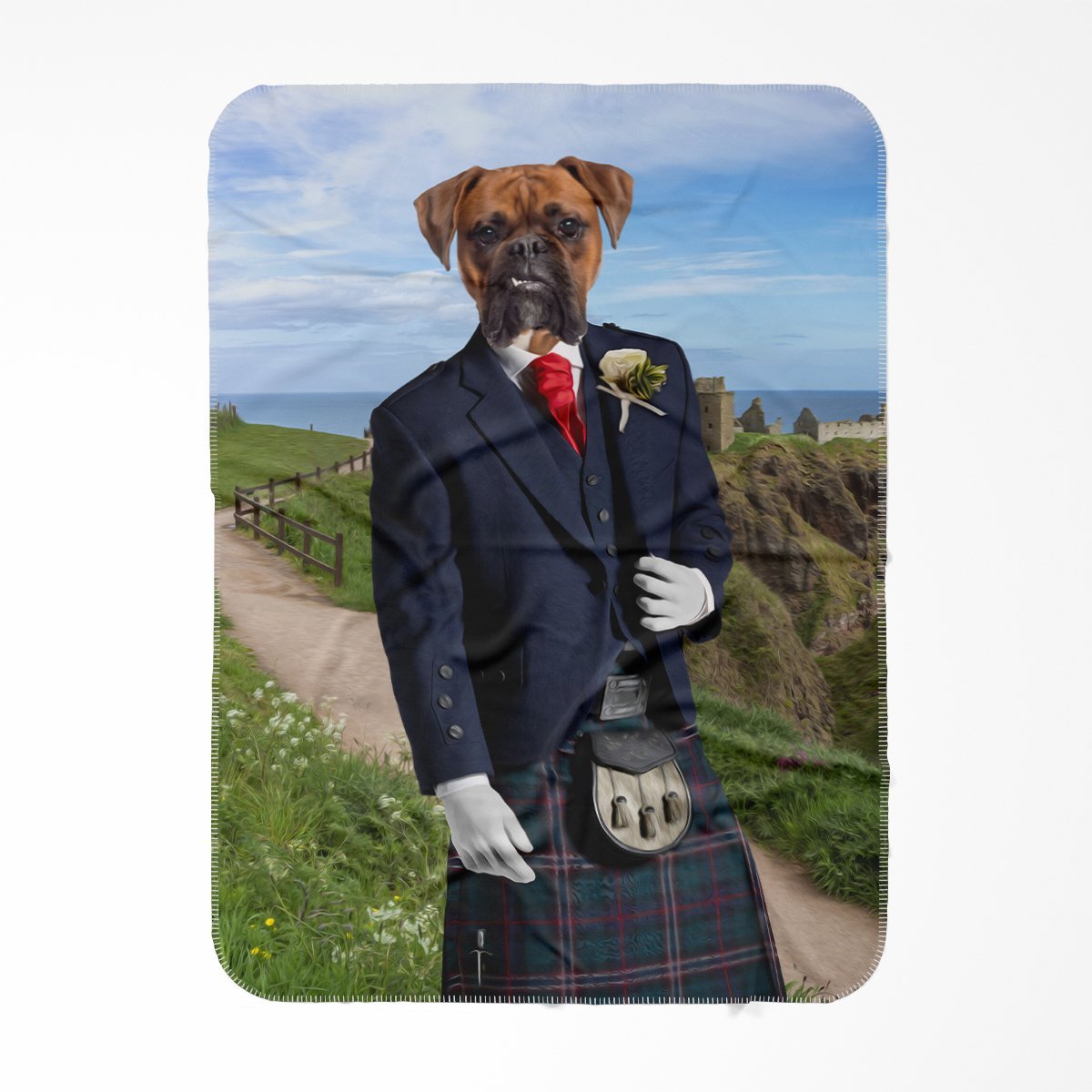 The Scottish Gent: Custom Pet Blanket - Paw & Glory - #pet portraits# - #dog portraits# - #pet portraits uk#Pawandglory, Pet art blanket,blanket with pet on it, personalized blanket with dog, printed dog blanket, blankets with your dog on it, custom blanket with dogs face