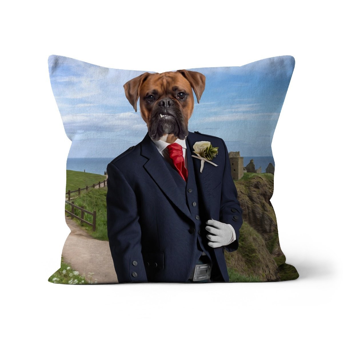 The Scottish Gent: Custom Pet Cushion - Paw & Glory - #pet portraits# - #dog portraits# - #pet portraits uk#paw and glory, custom pet portrait cushion,personalised dog pillows, dog photo on pillow, pillow with dogs face, dog pillow cases, pillow custom, pet custom pillow