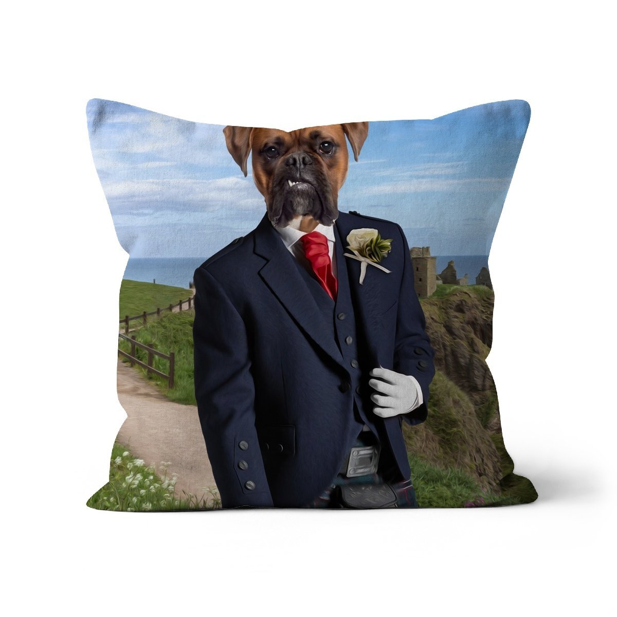 The Scottish Gent: Custom Pet Cushion - Paw & Glory - #pet portraits# - #dog portraits# - #pet portraits uk#paw and glory, custom pet portrait cushion,personalised dog pillows, dog photo on pillow, pillow with dogs face, dog pillow cases, pillow custom, pet custom pillow
