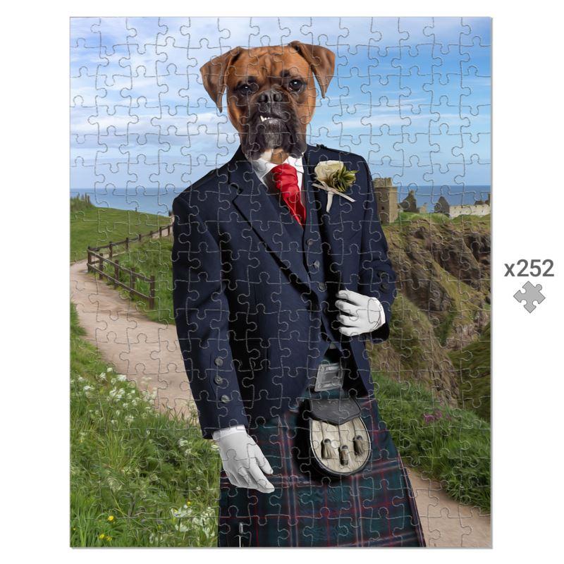 The Scottish Gent: Custom Pet Puzzle - Paw & Glory - #pet portraits# - #dog portraits# - #pet portraits uk#paw and glory, custom pet portrait Puzzle,dog in suit portrait, portrait with dog, custom animal portrait, painting of your pet, dog admiral portrait