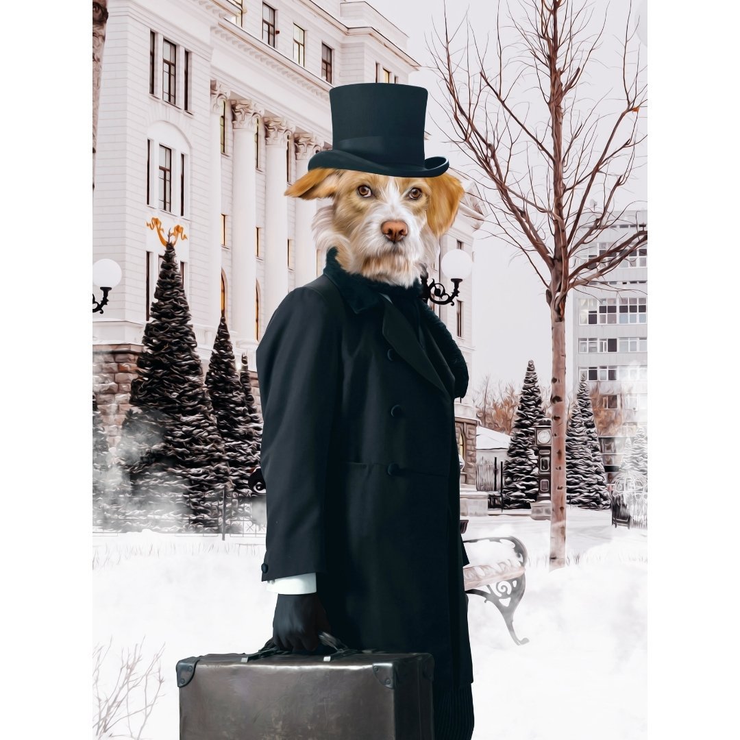 The Scrooge: Custom Digital Pet Portrait - Paw & Glory, paw and glory, renaissance pet and owner portraits uk, portrait of dog, vintage pet portrait, dog cat portraits, renaissance pet portraits, animal portrait paintings, pet portrait