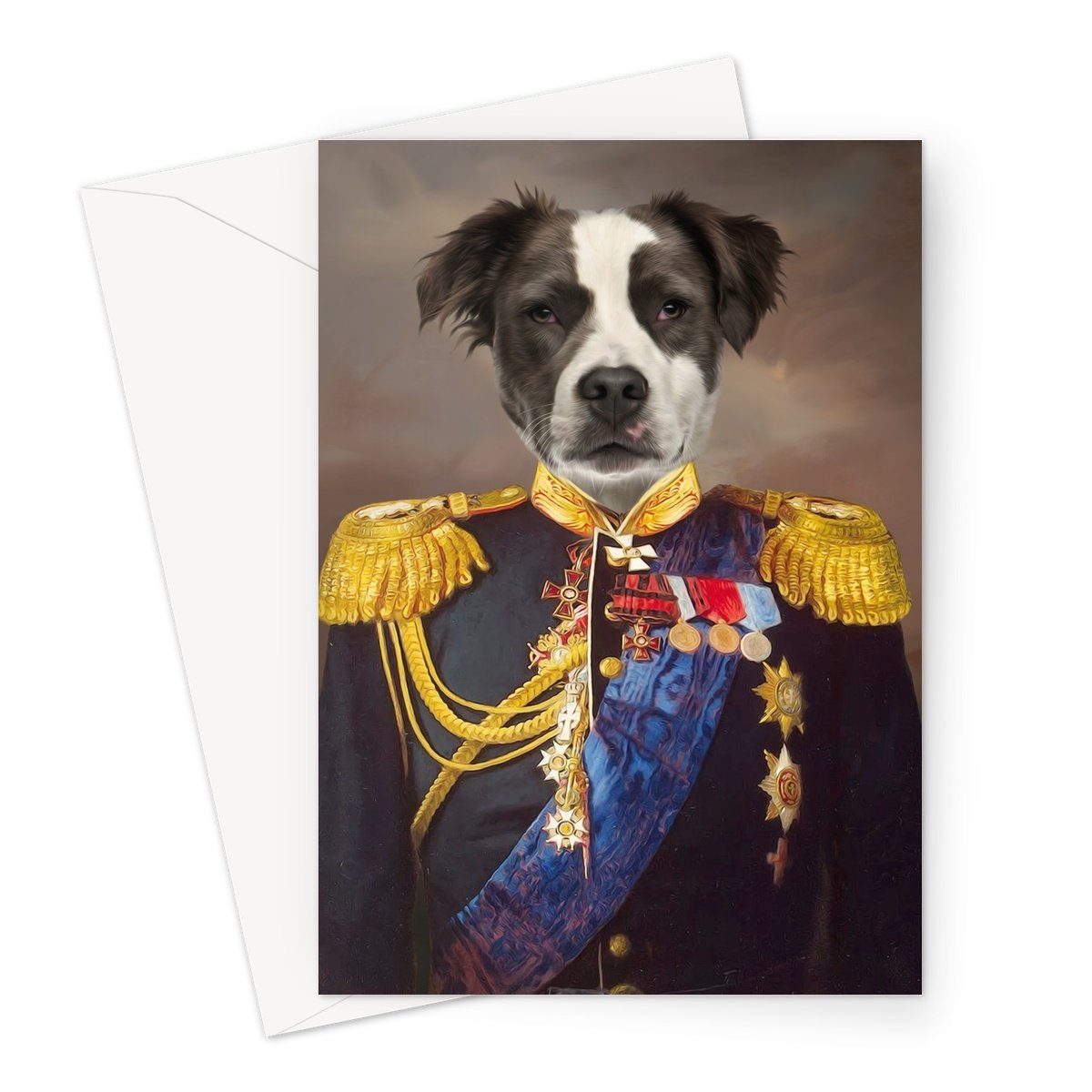 The Seasoned Sargent: Custom Pet Greeting Card - Paw & Glory - pawandglory, drawing pictures of pets, the admiral dog portrait, professional pet photos, dog canvas art, the admiral dog portrait, dog portraits colorful, pet portrait