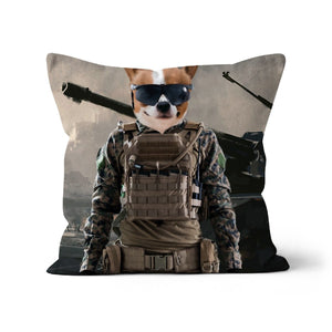 The Soldier: Custom Pet Cushion - Paw & Glory - #pet portraits# - #dog portraits# - #pet portraits uk#paw and glory, custom pet portrait cushion,dog shaped pillows, dog on pillow, personalised pet pillows, custom cat pillows, print pet on pillow