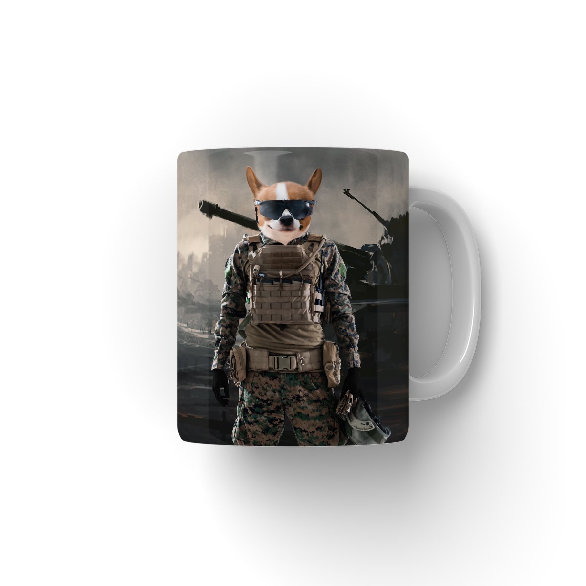 The Soldier: Custom Pet Mug - Paw & Glory - #pet portraits# - #dog portraits# - #pet portraits uk#paw & glory, pet portraits Mug,custom order mugs, dog personalised mug, personalised animal mugs, personalised pet mugs, dog picture on coffee mug