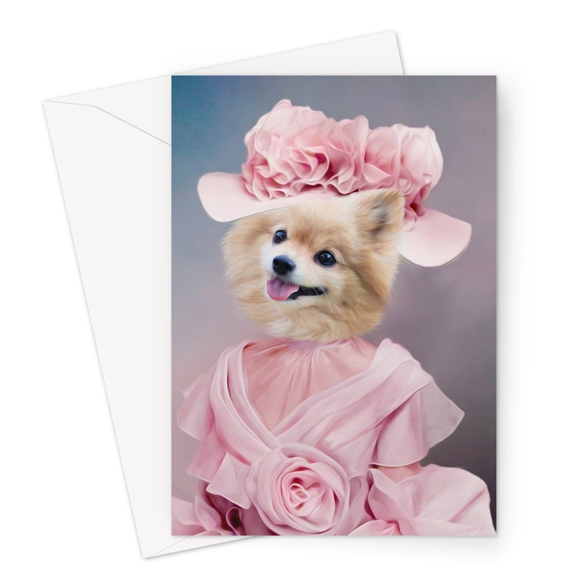 The Southern Bell: Custom Pet Greeting Card - Paw & Glory - paw and glory, admiral dog portrait, drawing pictures of pets, paintings of pets from photos, painting of your dog, dog portraits as humans, draw your pet portrait, pet portraits