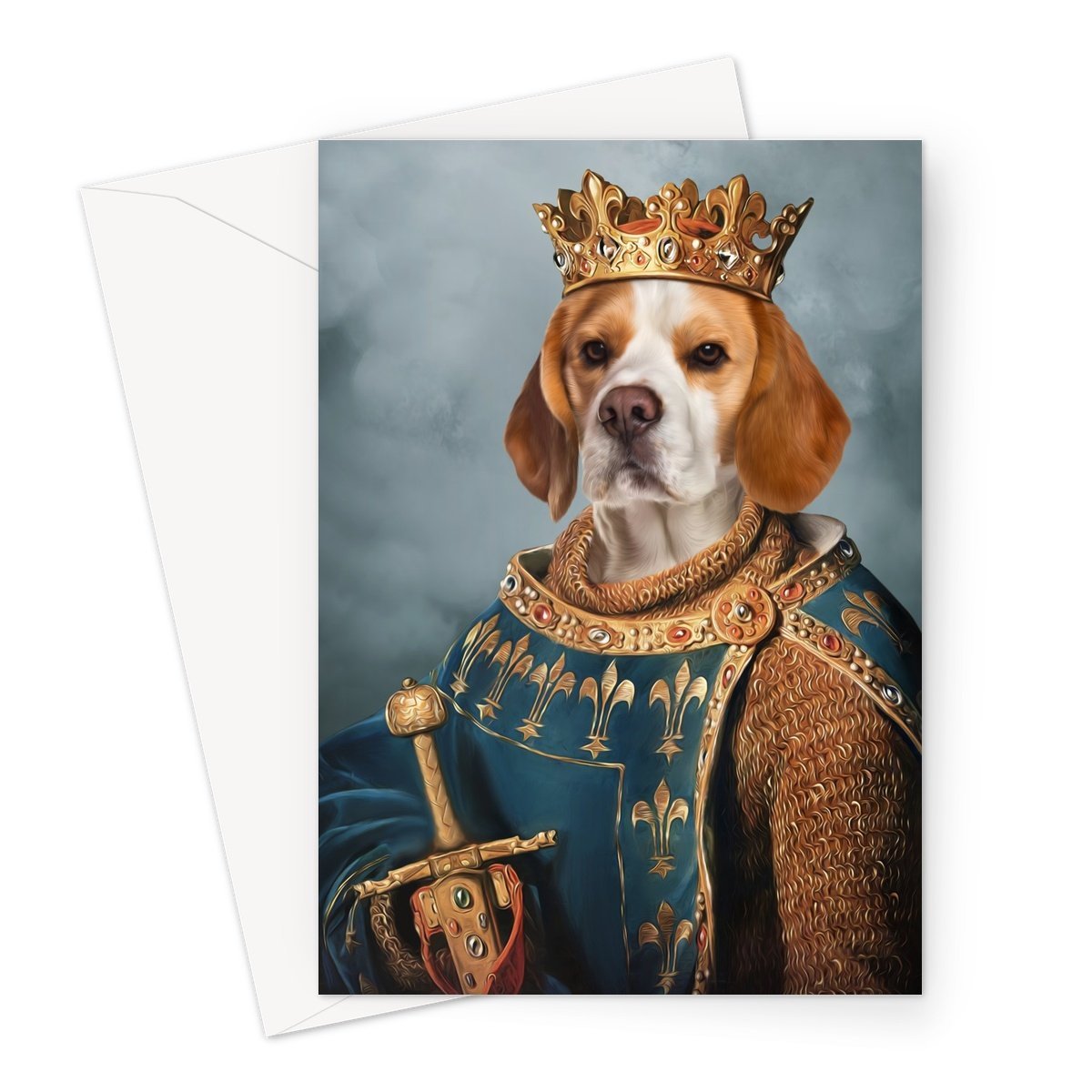 The Sovereign: Custom Pet Greeting Card - Paw & Glory - pawandglory, dog portraits as humans, drawing dog portraits, custom pet portraits south africa, dog portrait background colors, admiral dog portrait, pet portraits in oils, pet portraits