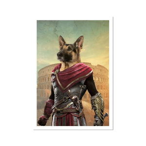 The Spartan: Custom Pet Portrait - Paw & Glory, paw and glory, paintings dogs, dog portraits artist, aristocrat dog, custom pet canvas funny, hogwarts dogs, colorful pet paintings, pet portrait
