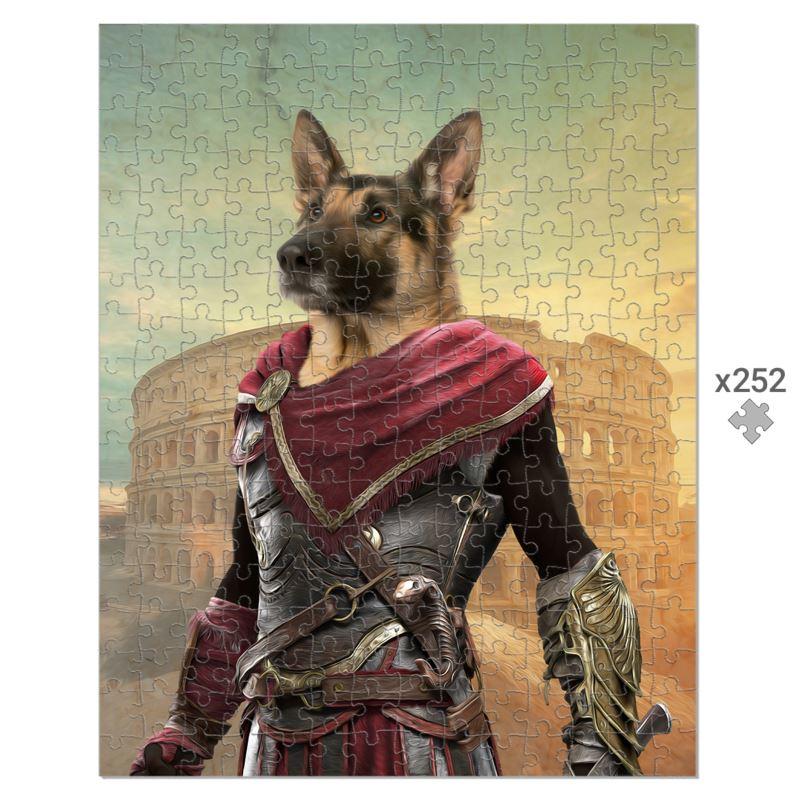 The Spartan: Custom Pet Puzzle - Paw & Glory - #pet portraits# - #dog portraits# - #pet portraits uk#pawandglory, pet art Puzzle,dog and owner print, portrait of animals, personalised dog puzzle, etsy dog drawing, dog print picture
