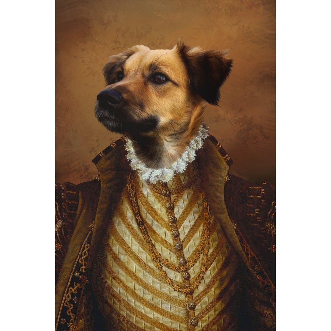 The Supremo: Custom Pet Digital Portrait - Paw & Glory, paw and glory, dog portrait funny, dog in military uniform, dog as general painting, photographer dog, dog regal portrait, animal renaissance portraits, pet portrait