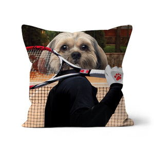 The Tennis Champion: Custom Pet Cushion - Paw & Glory - #pet portraits# - #dog portraits# - #pet portraits uk#paw & glory, pet portraits pillow,pet print pillow, photo pet pillow, pet custom pillow, custom cat pillows, dog pillows personalized