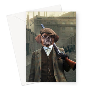 The Thug (Peaky Blinders Inspired): Custom Pet Greeting Card - Paw & Glory - pawandglory, dog portraits colorful, pet portraits black and white, draw your pet portrait, dog portraits as humans, painting pets, louvenir pet portrait, pet portraits