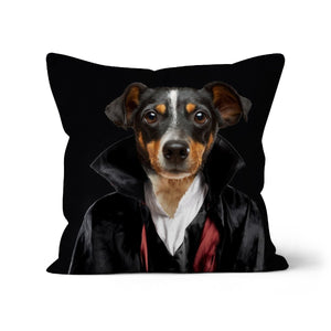 The Vampire: Custom Pet Cushion - Paw & Glory - #pet portraits# - #dog portraits# - #pet portraits uk#pawandglory, pet art pillow,dog on pillow, custom cat pillows, pet pillow, custom pillow of pet, pillow personalized