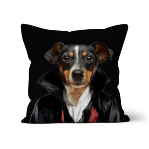 The Vampire: Custom Pet Cushion - Paw & Glory - #pet portraits# - #dog portraits# - #pet portraits uk#paw & glory, pet portraits pillow,pillows of your dog, dog on pillow, photo pet pillow, custom pillow of pet, dog personalized pillow