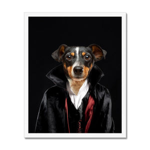 The Vampire: Custom Pet Framed Print - Paw & Glory, paw and glory, paw print crown, dog artist uk, pet art canvas, pooch prints, best custom dog portraits, dog pictures custom, pet portraits