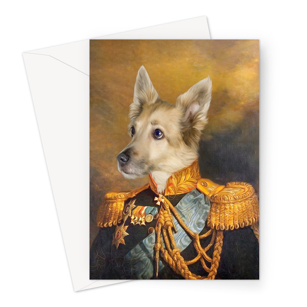 The Veteran: Custom Pet Greeting Card - Paw & Glory - paw and glory, best dog paintings, nasa dog portrait, pet photo clothing, the admiral dog portrait, digital pet paintings, pet portraits usa, pet portraits