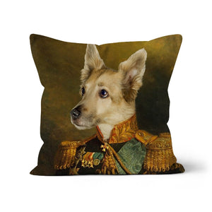 The Veteran: Custom Pet Throw Pillow - Paw & Glory - #pet portraits# - #dog portraits# - #pet portraits uk#paw & glory, custom pet portrait pillow,pillows of your dog, pillow with pet picture, print pet on pillow, pet face pillow, pup pillows