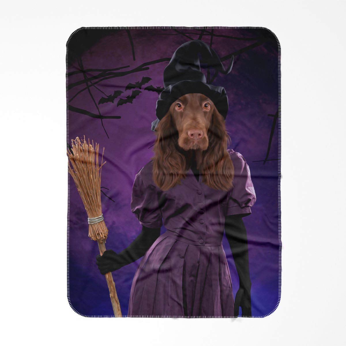 The Witch: Custom Pet Blanket - Paw & Glory - #pet portraits# - #dog portraits# - #pet portraits uk#Pawandglory, Pet art blanket,blankets with dog pictures on them, custom pup blanket, photo blanket dog, canvas dog blanket, your dog's face on a blanket