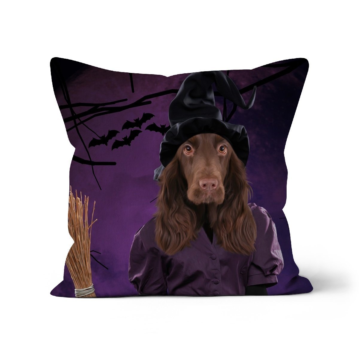 The Witch: Custom Pet Cushion - Paw & Glory - #pet portraits# - #dog portraits# - #pet portraits uk#pawandglory, pet art pillow,pillow personalized, pillow custom, personalised pet pillows, pet pillow, personalised dog pillows