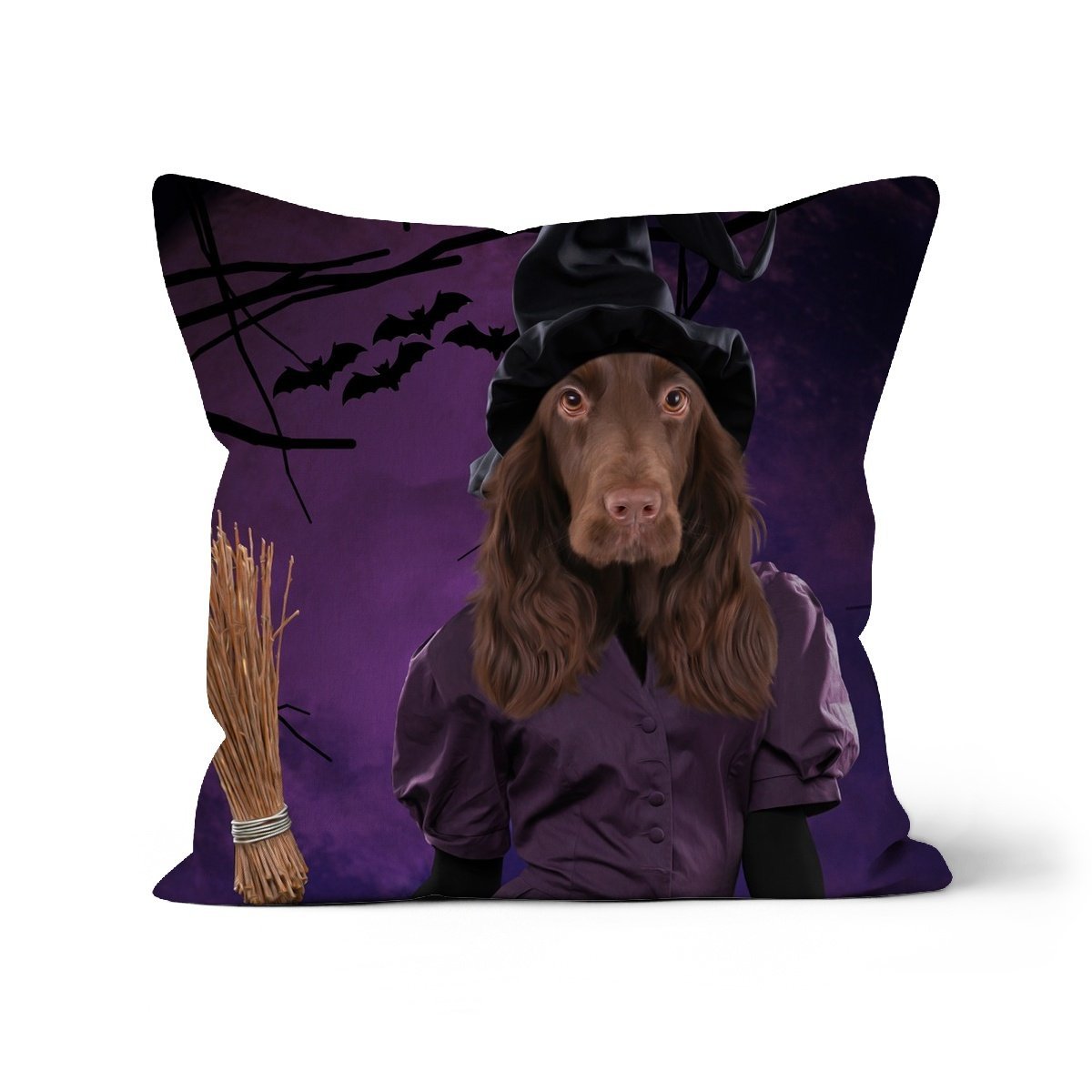 The Witch: Custom Pet Cushion - Paw & Glory - #pet portraits# - #dog portraits# - #pet portraits uk#pawandglory, pet art pillow,pillow personalized, pillow custom, personalised pet pillows, pet pillow, personalised dog pillows