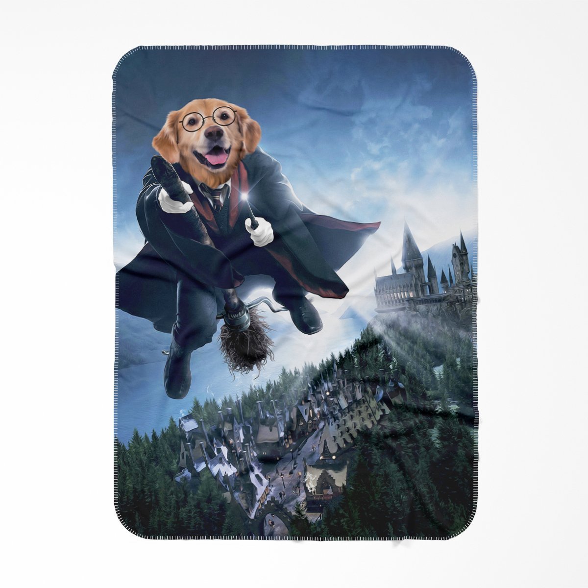 The Wizard (Harry Potter Inspired): Custom Pet Blanket - Paw & Glory - #pet portraits# - #dog portraits# - #pet portraits uk#Paw and glory, Pet portraits blanket,personalized blankets with pet pictures put your dog's face on a blanket, personalized dog picture blanket, dog image blanket, put your cat on a blanket